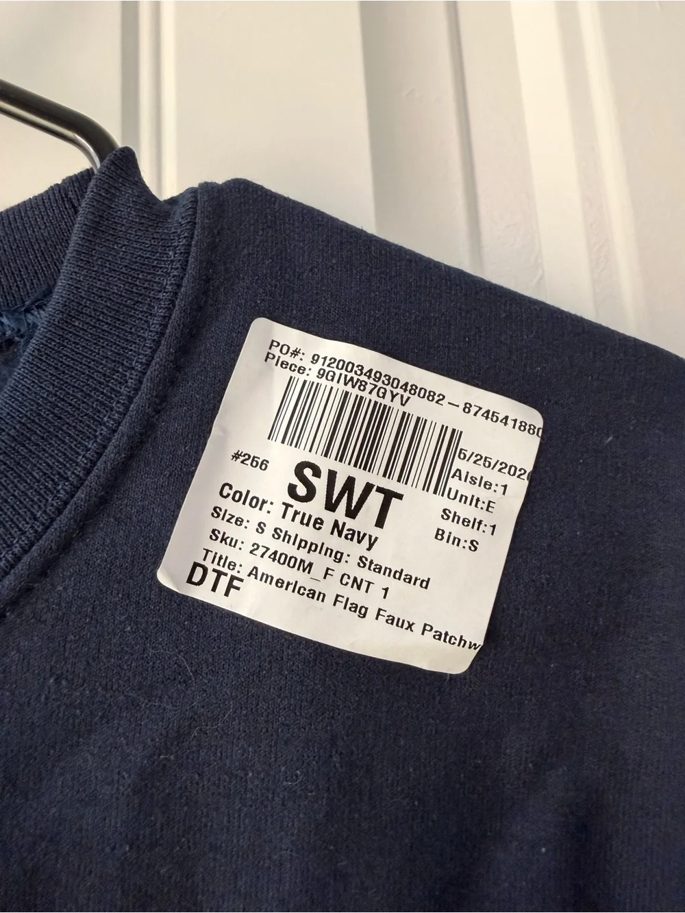 Target Navy Crewneck Sweatshirt with Red, White & Light Blue FAUX Patchwork Flag